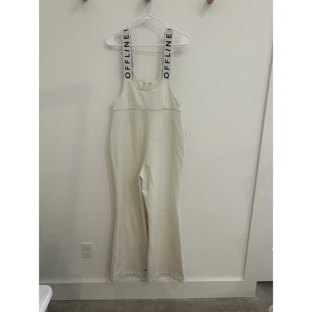 OFFLINE by Aerie Chillside Collection White Bib Overalls Snow Pants Womens Med - Picture 2 of 10